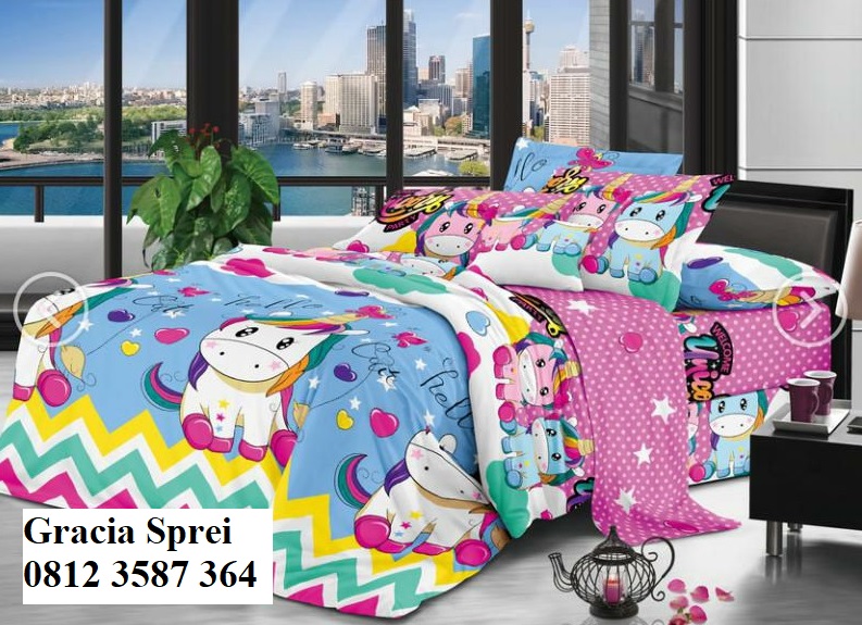 <p>Sprei Disperse Cow Blue motif anak-anak anda bi